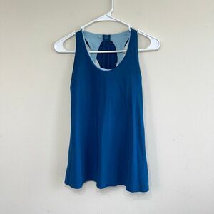Lululemon Womens Cross Conditioning Medium Support 2-in-1 Tank Carbon Blue Sz 4